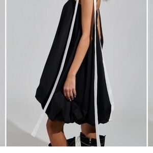 Chic Black Dress with White Accents